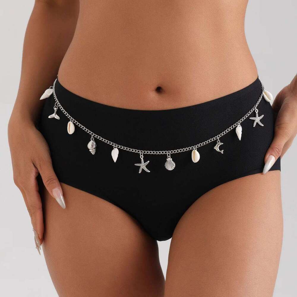 Body Chain for Women Ocean Theme Waist Jewelry with Shells and Starfish Beach Style Summer Fashion Swimsuit Accessories H260228