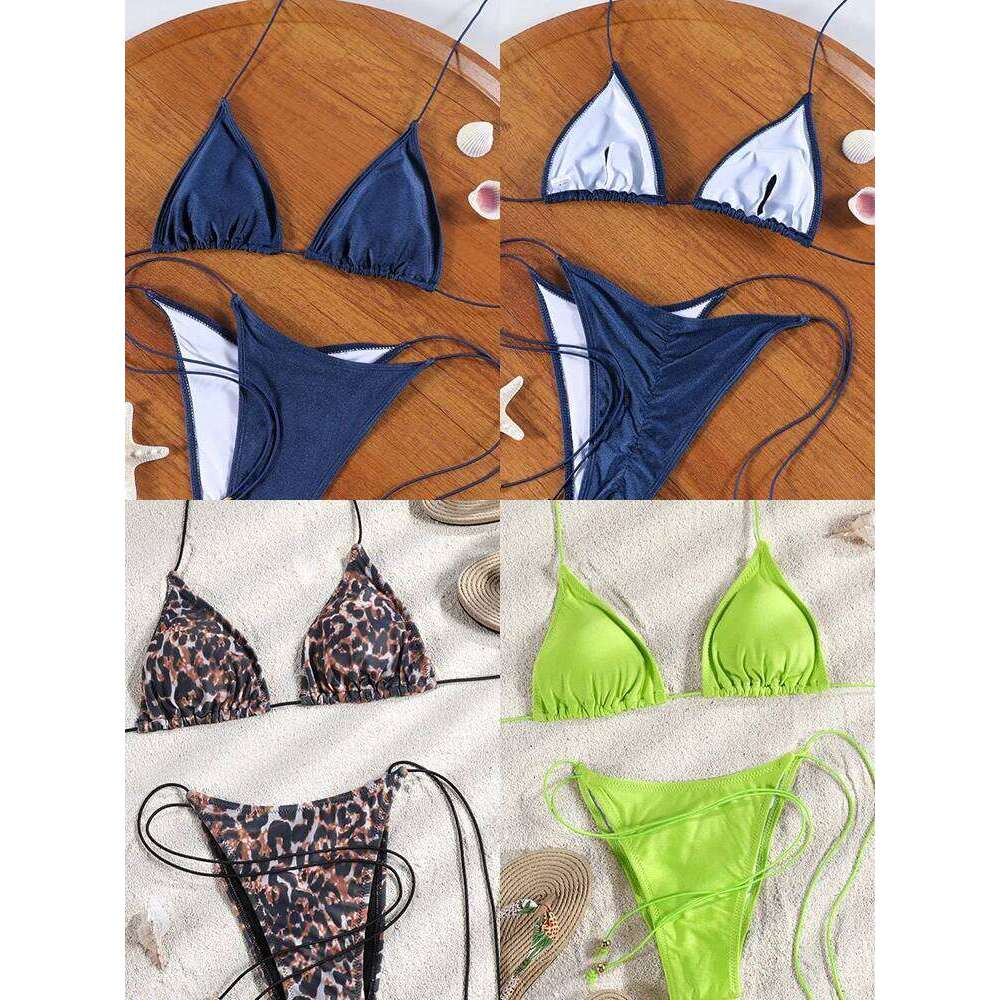 ZRTAK Sexy Bikinis Triangle Micro Swimwear Women Bathing Suit Pleated Blue Swimsuit Females Bikini Sets Thong Biquinis Z260301