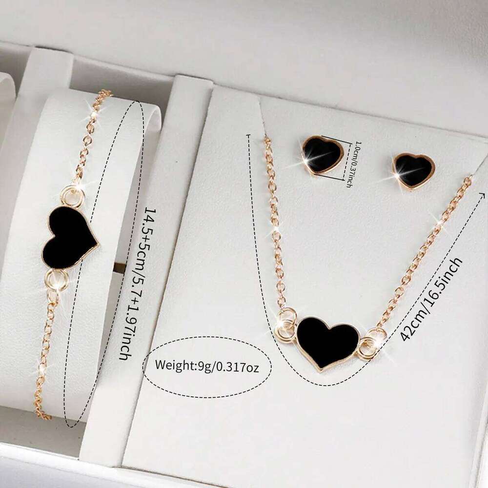 5PCS/Set Women's Fashion Leather Band Analog Quartz es Heart Jewelry SetWithout Box H260228
