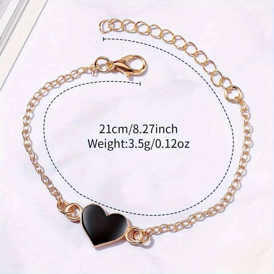 2PCS/Set Fashion Rhinestone Women's Quartz Analog PU Leather Band Wrist es Heart H260228