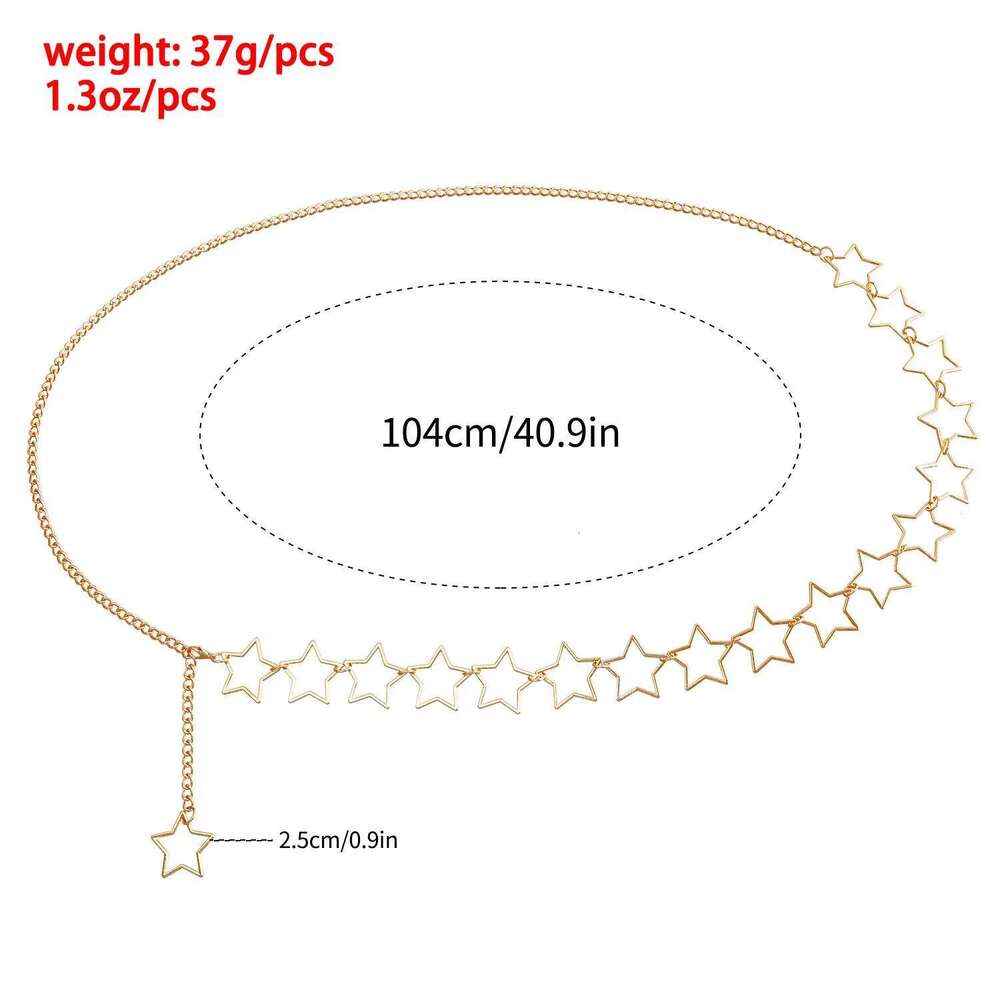 Cross Border Jewelry Personalized Hollow Star Waist Body Chain Minimalist Versatile Jeans Hip Hop Belt Accessories H260228