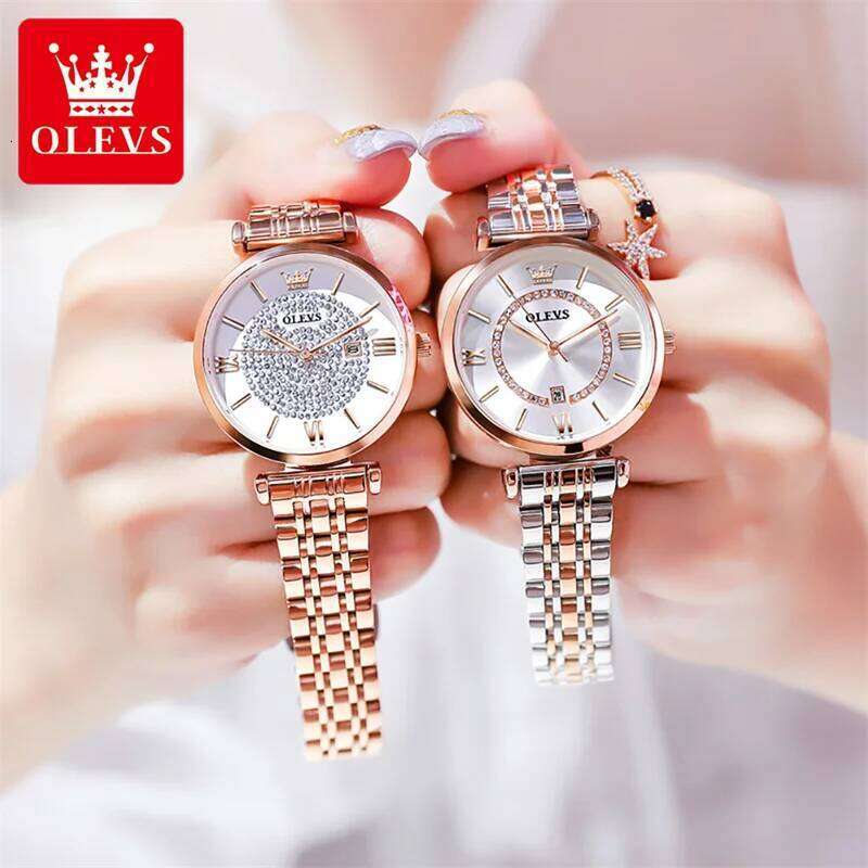 OLEVS Brand Quartz for Women Stainless Steel Waterproof Fashion Diamond Ladies es Relogio Feminino H260228