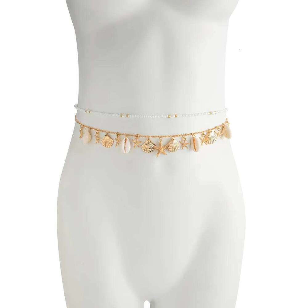 Shell Starfish Waist Chain Beach Body Jewelry Boho Beaded Y2K Festival Vacation Accessories H260228