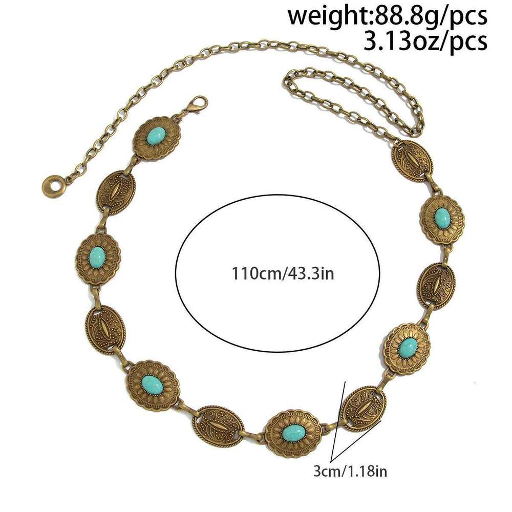 Ingemark 7 Styles Ethnic Retro Carved Coin Stone Waist Belt Women Summer Beach Bikinis Adjustable Dress Chain Body Jewelry H260228