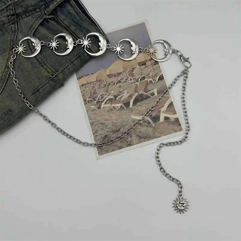 Retro Gold Chain Belt Female Waist Moon Sun Metal Belts For Women Punk Dress Waistband Gothic Jeans Accessory Long H260228
