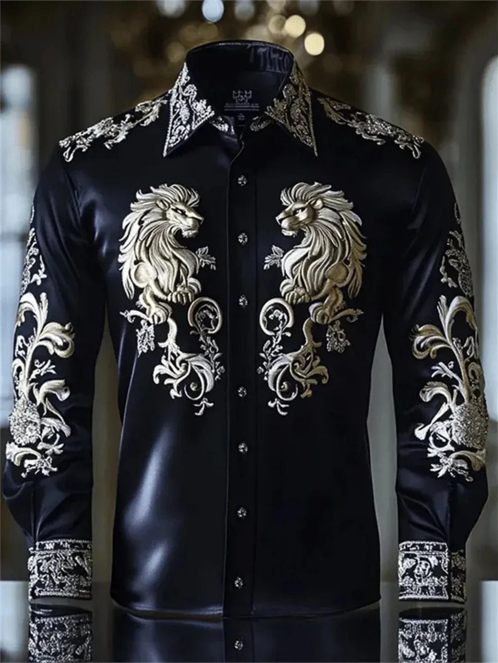 Mens Long Sleeve Collar Shirt Fashionable Printed Shirt Social Party Soft Fabric Comfortable High Quality 260227 - view 3