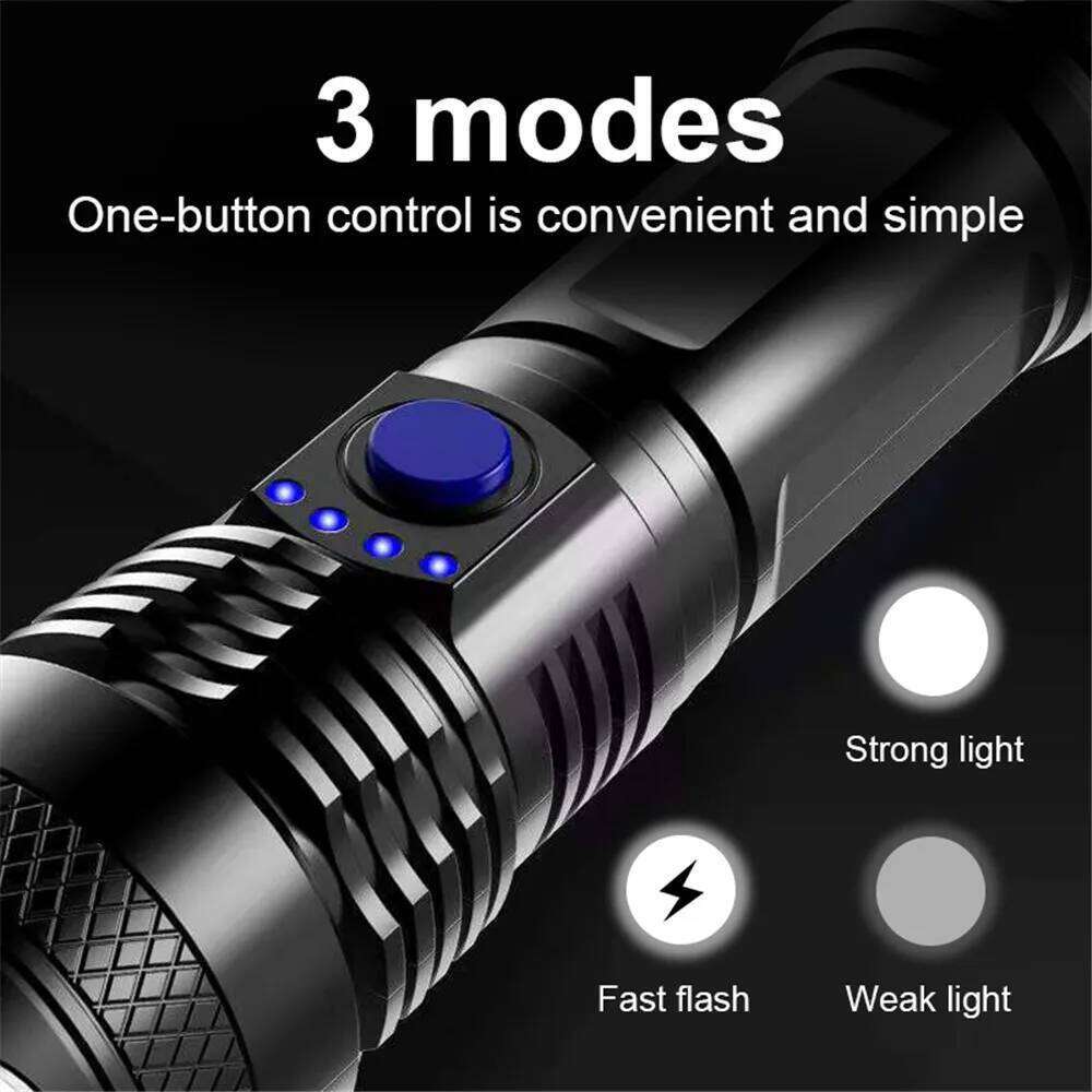 USB 300 Minute Chargeable Flashlight Strong Light 3 Modes Hand Lamp 18650 Battery Torch Waterproof Camping Hiking Night Patrol Z260301