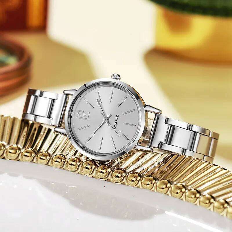 Fashion quartz for , simple circular dial, stainless steel women's H260228
