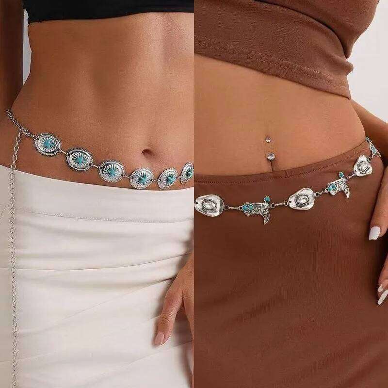 Fashion Retro Oval Craved Metal Waist Chain Women Bohemia Style Exquisite Belt For Skirts And jeans Body Jewelry Gifts H260228