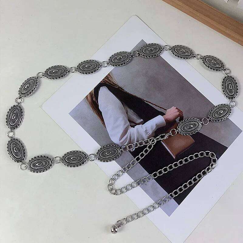 Boho Vintage Metal Carving Waist Chain For Women Ethnic Style Retro Versatile Belly Body Chains Dress Sweater Waistband Jewelry H260228