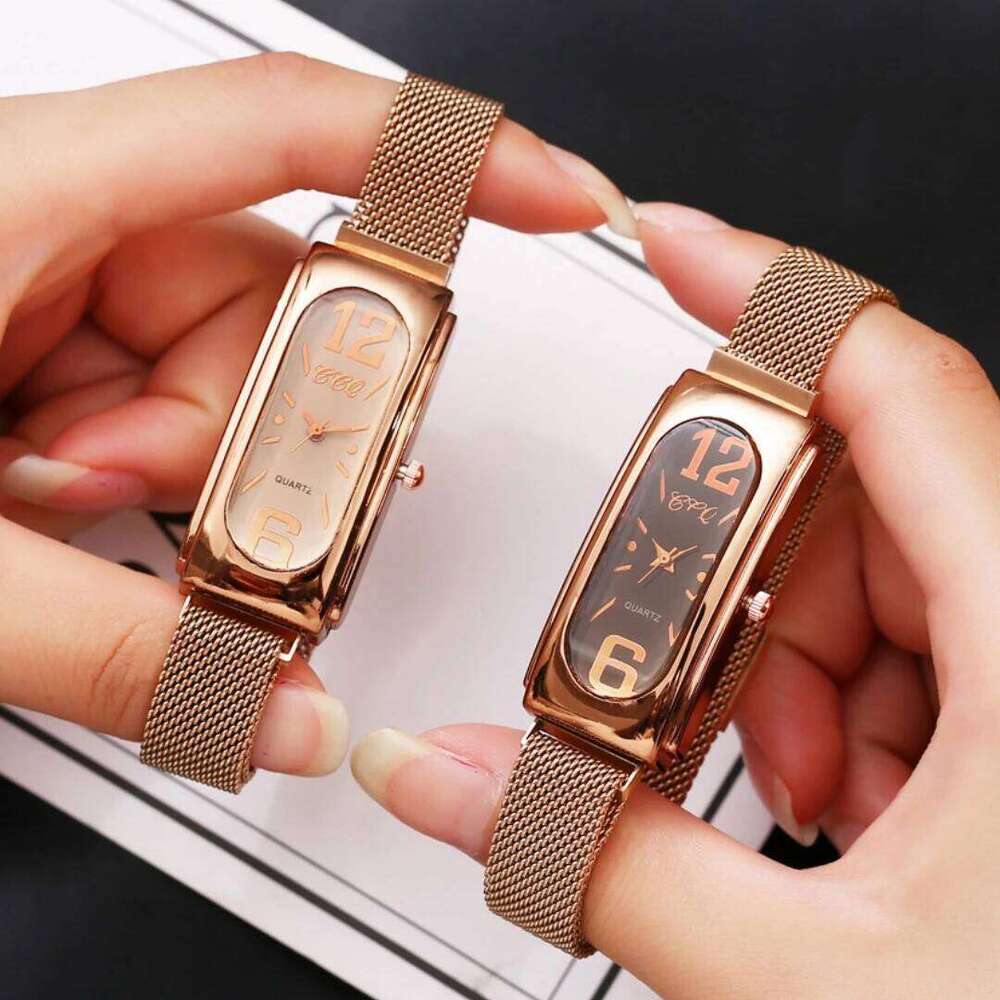 Fashion Rectangle Women's Quartz Magnet Clasp Mesh Band Wristes H260228