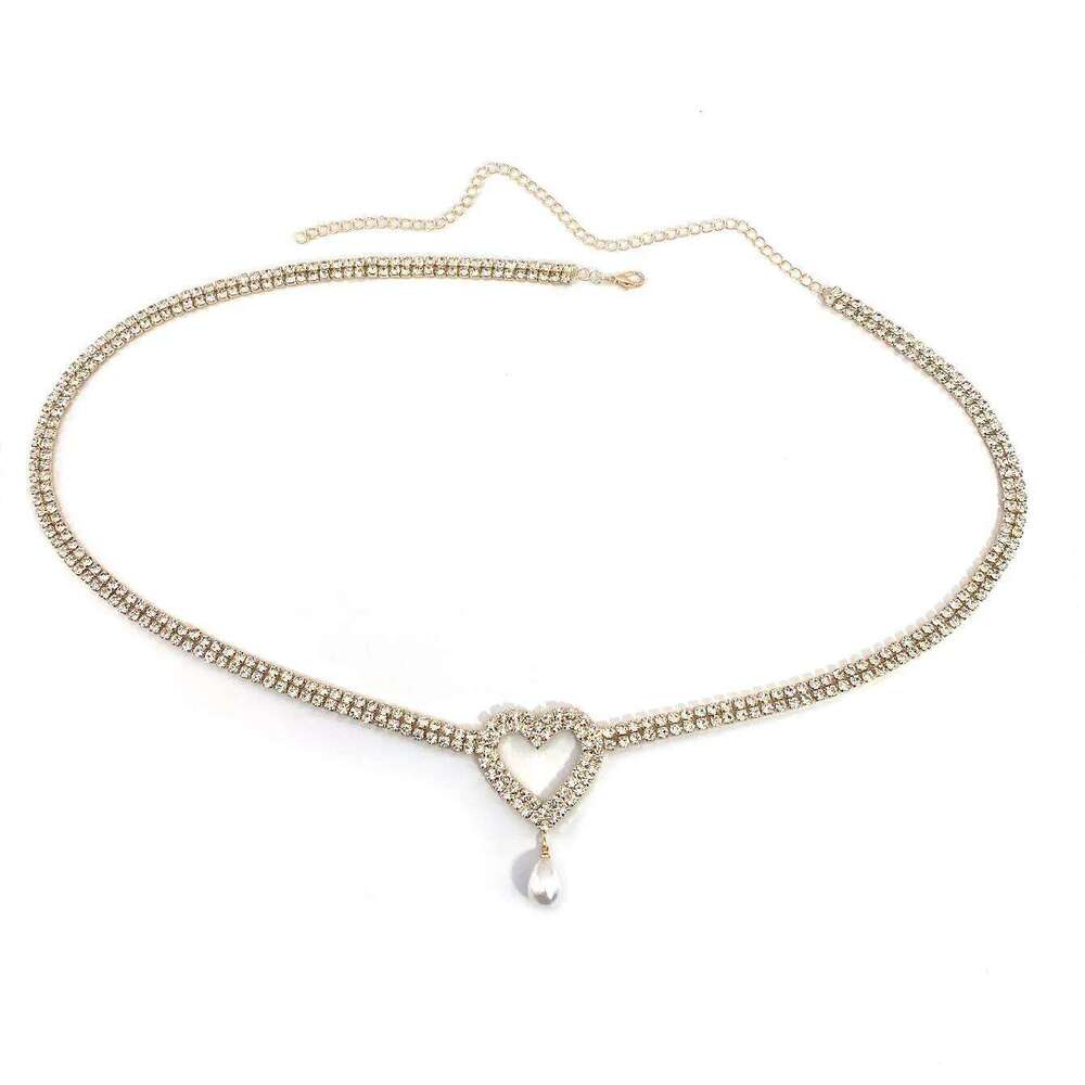 1pc sexy rhinestone waist multi-layer imitation pearl pendant body chain fashionable summer beach party H260228