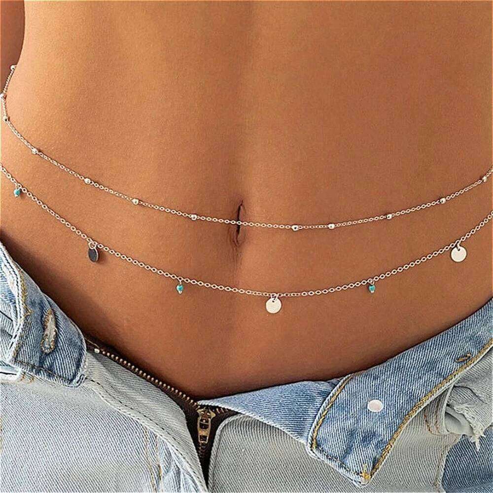 Vintage Tassel Sequin Waist Beads Belly Chains Double Layered Adjustable Bikini Hips Body Chain Festival Beach Jewelry for Women H260228