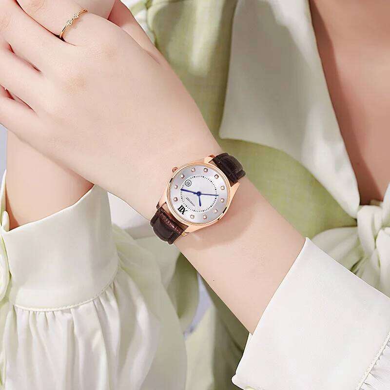 Fashion Women's Sun Pattern Calendar Water Belt Quartz Inlaid Diamond H260228