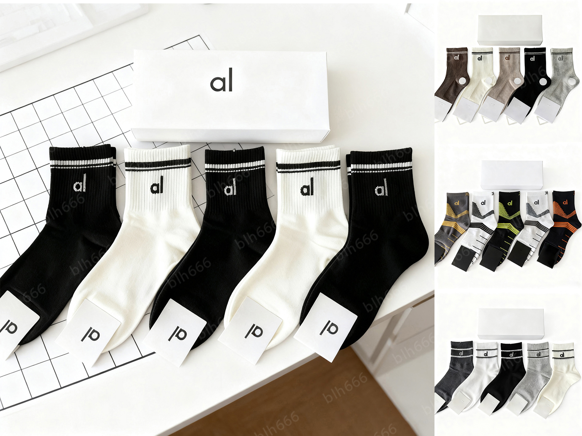 Socks Designer Womens Mens Luxury Socks Pure Cotton yoga Socks Black, white and multiple colors Sports Socks And Stockings Mid-length Socks 5 Pair