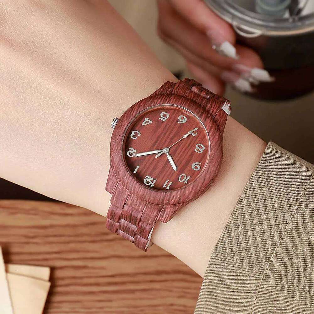 Fashion Women es Casual Wooden Pattern Plastic Strap Women's Quartz Reloj MujerWithout Box H260228