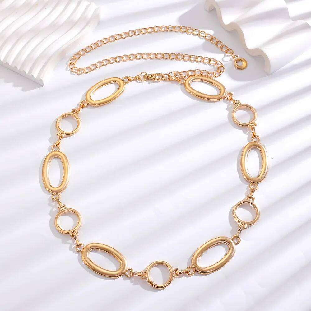 1pc Spring New Arrival Metal Waist | Women'S Sexy Easy Body Chain for Dress Decoration, Non-Textile Solid Color Belt H260228