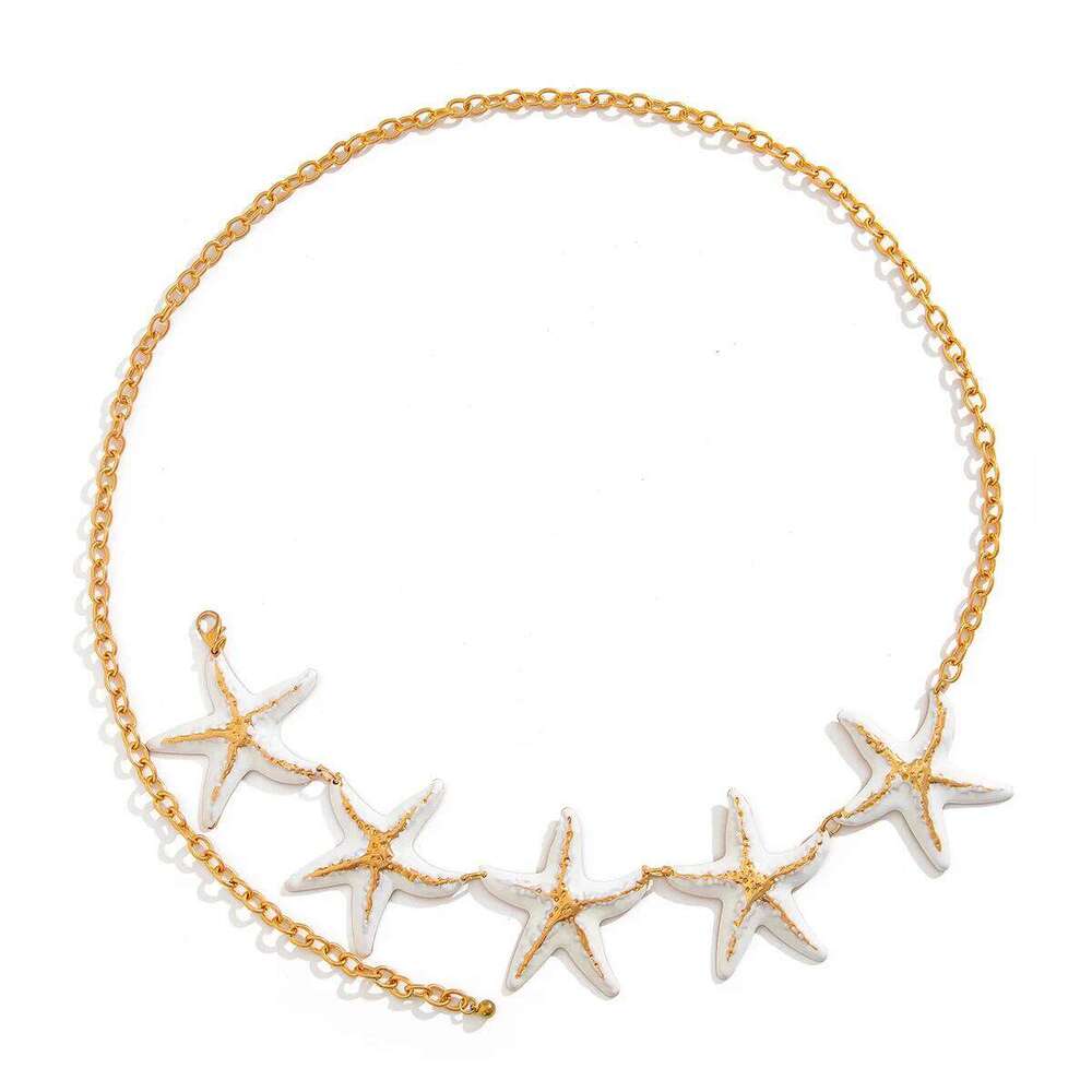 Ingemark Multicolor Oil Drip Starfish Pendant Waist Belly Chain Women Boho Sexy Metal Link Y2K Body Jewelry Daily Accessories H260228