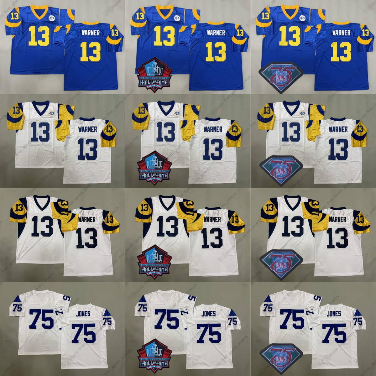 Custom Retro Football Jersey 12 Joe Namath 13 Kurt Warner 28 Marshall Faulk 29 Eric Dickerson 36 Jerome Bettis 75 Deacon Jones 80 Isaac Bruce 85 Youngblood 88 Holt