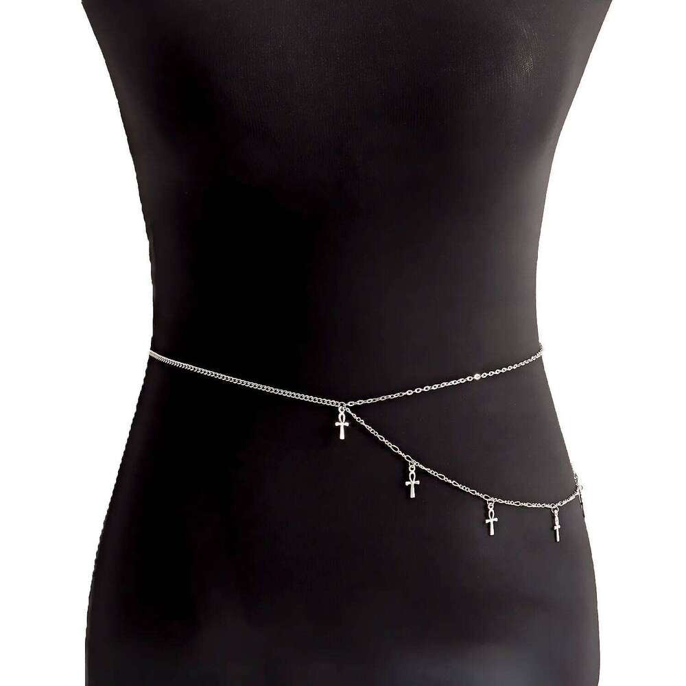 2022 New Fashion Crystal Cross Belly Jewelry for Women Sexy Body Waist Chain Bijoux H260228