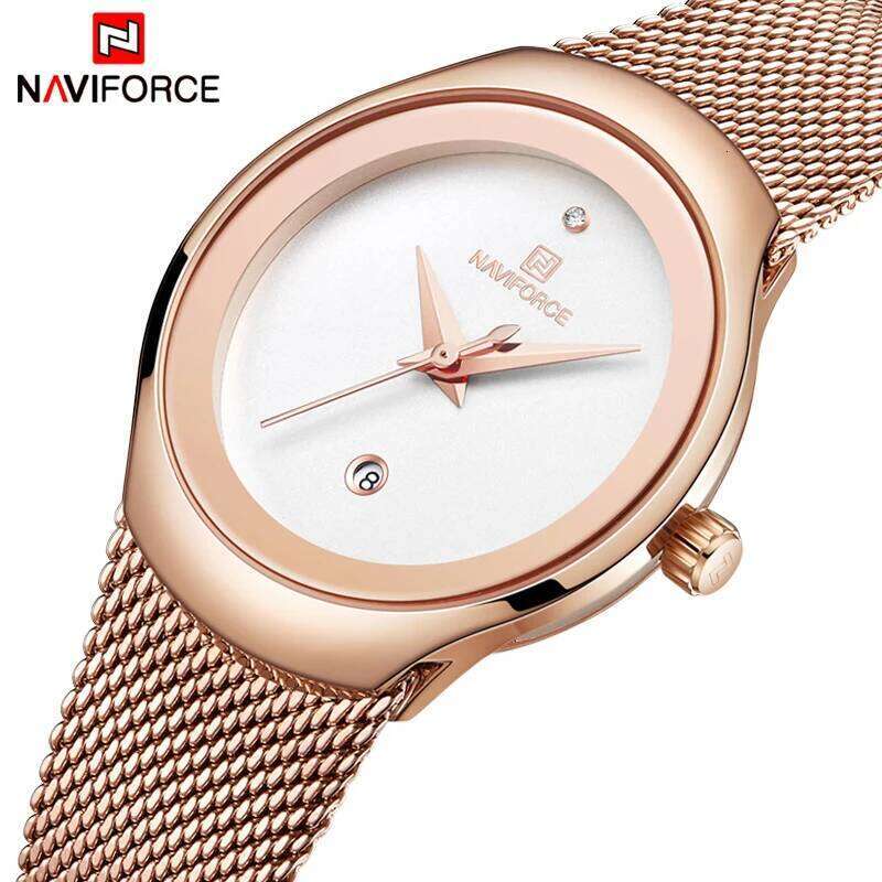 NAVIFORCE Women Fashion Dress Quartz es Lady Stainless Steel Waterproof Wrist Simple Girl Clock Relogio Feminino H260228