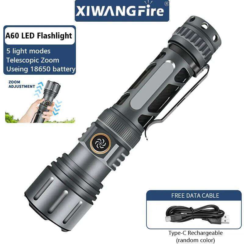 XIWANGFIRE A60 High Power Led Flashlight Super Bright 1000Lm EDC Torch Portable Flash Lights Fishing Camping Outdoor Lantern Z260301