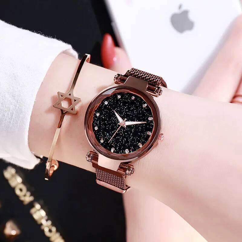 Fashion Sparkling es Ladies Top Brand Quartz Clocks Women Stainless Steel Date Gift Clock H260228