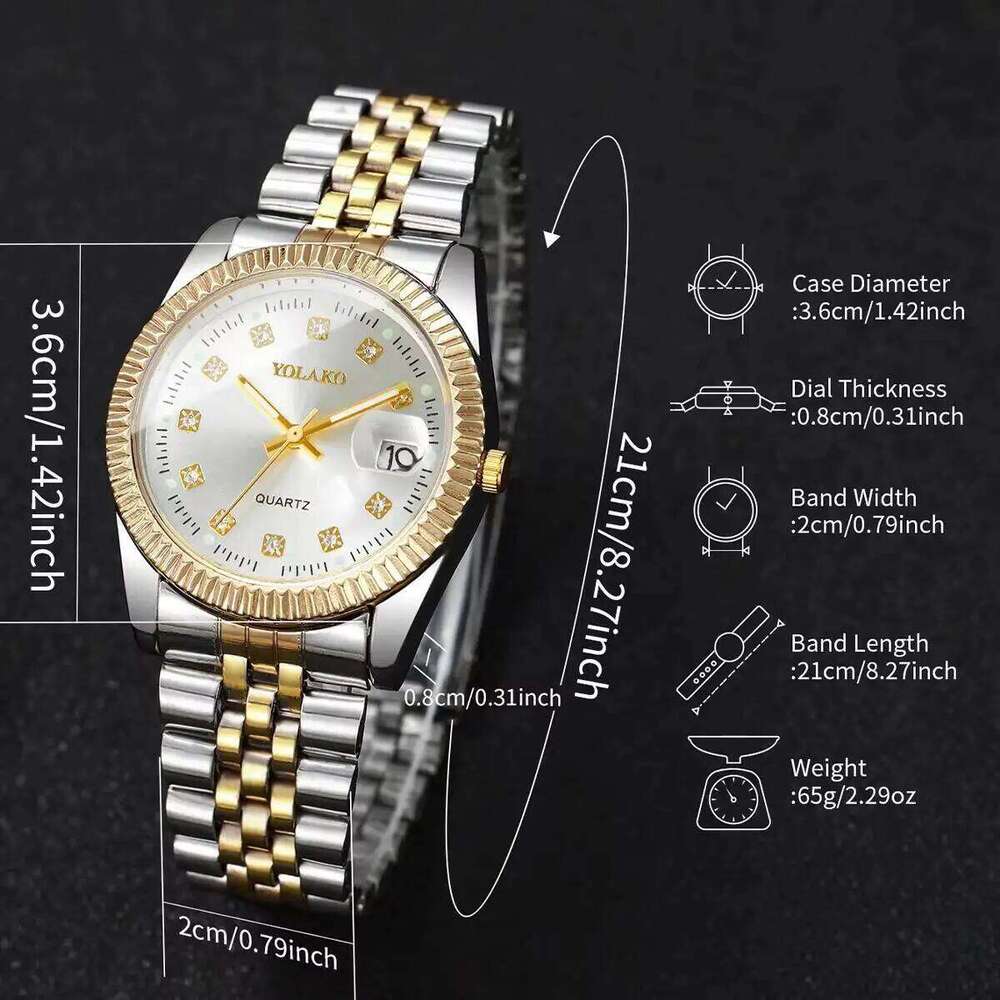 2PCS/Set Fashion Couple es Men Business Women Calendar Quartz Wrist Reloj Hombre MujerWithout Box H260228