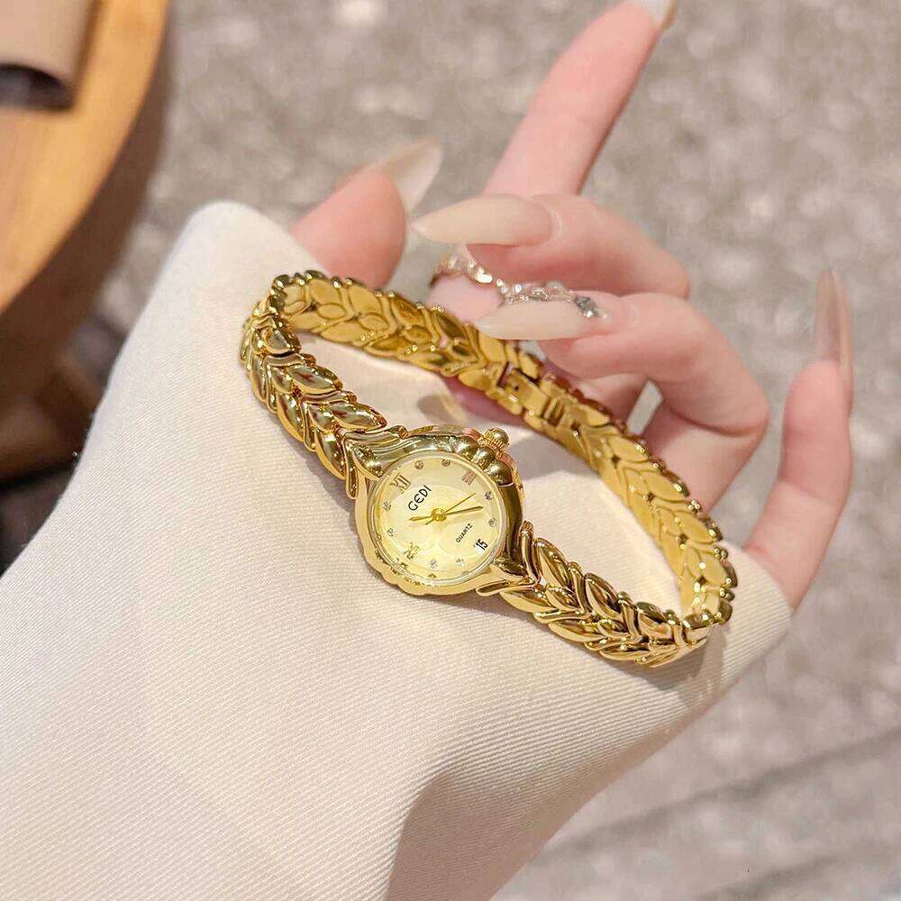 GEDI New Fashion for Women Small Dial Gold es Delicate Wheat Casual Elegant Quartz Wrist Ladies Gifts H260228