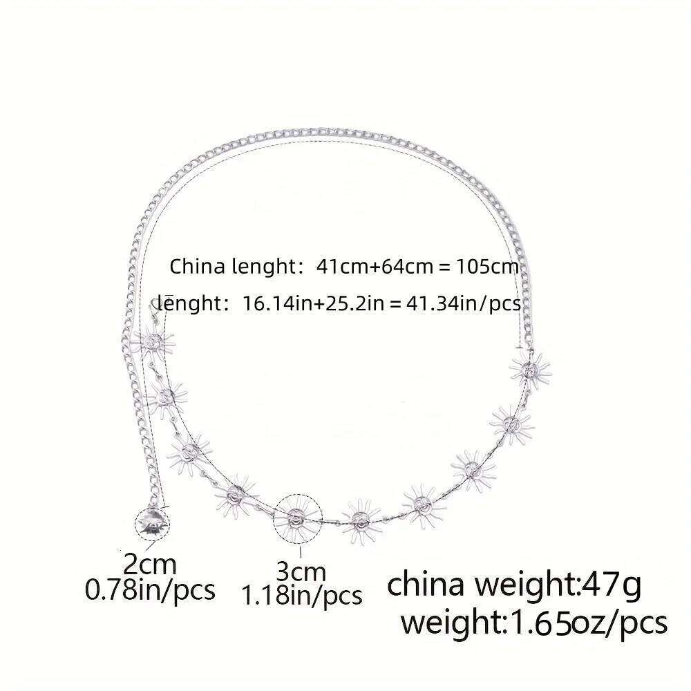 New Exaggerated Personality Metal Smiling Face Sun Waist for Women Charm Summer Skirt Body Chain Jewelry Accessories Gift H260228