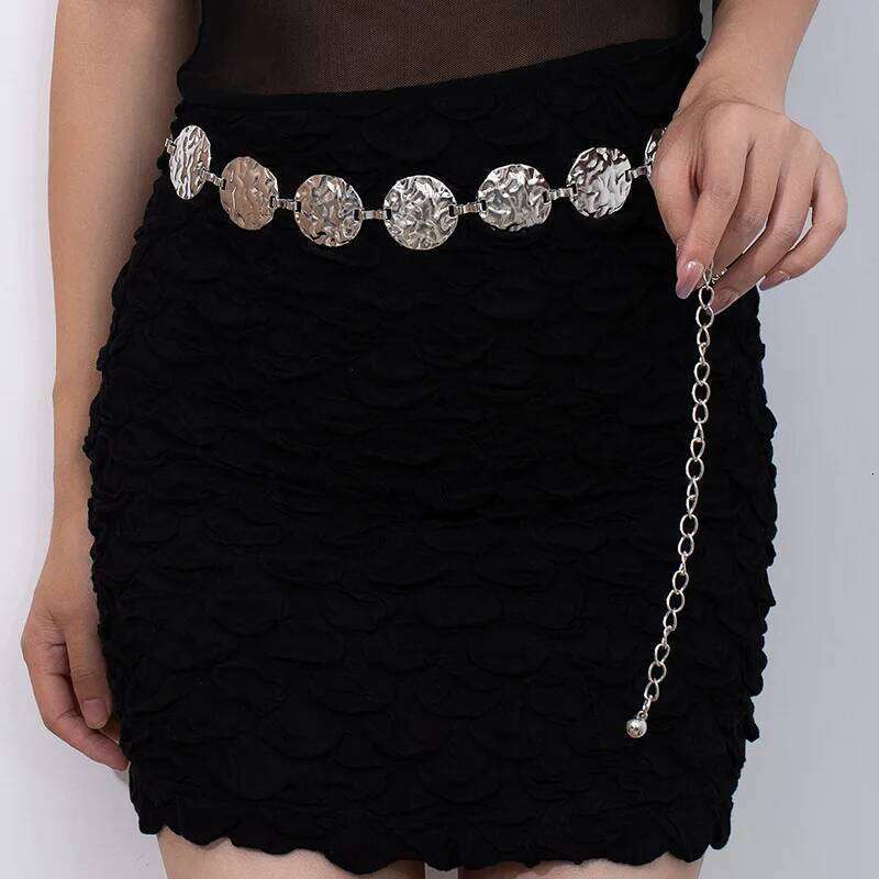 European American Cross Border Jewelry Fashion Metal Geometric Disc Waist Chain Niche Elegant High Grade Dress Belt Accessories H260228