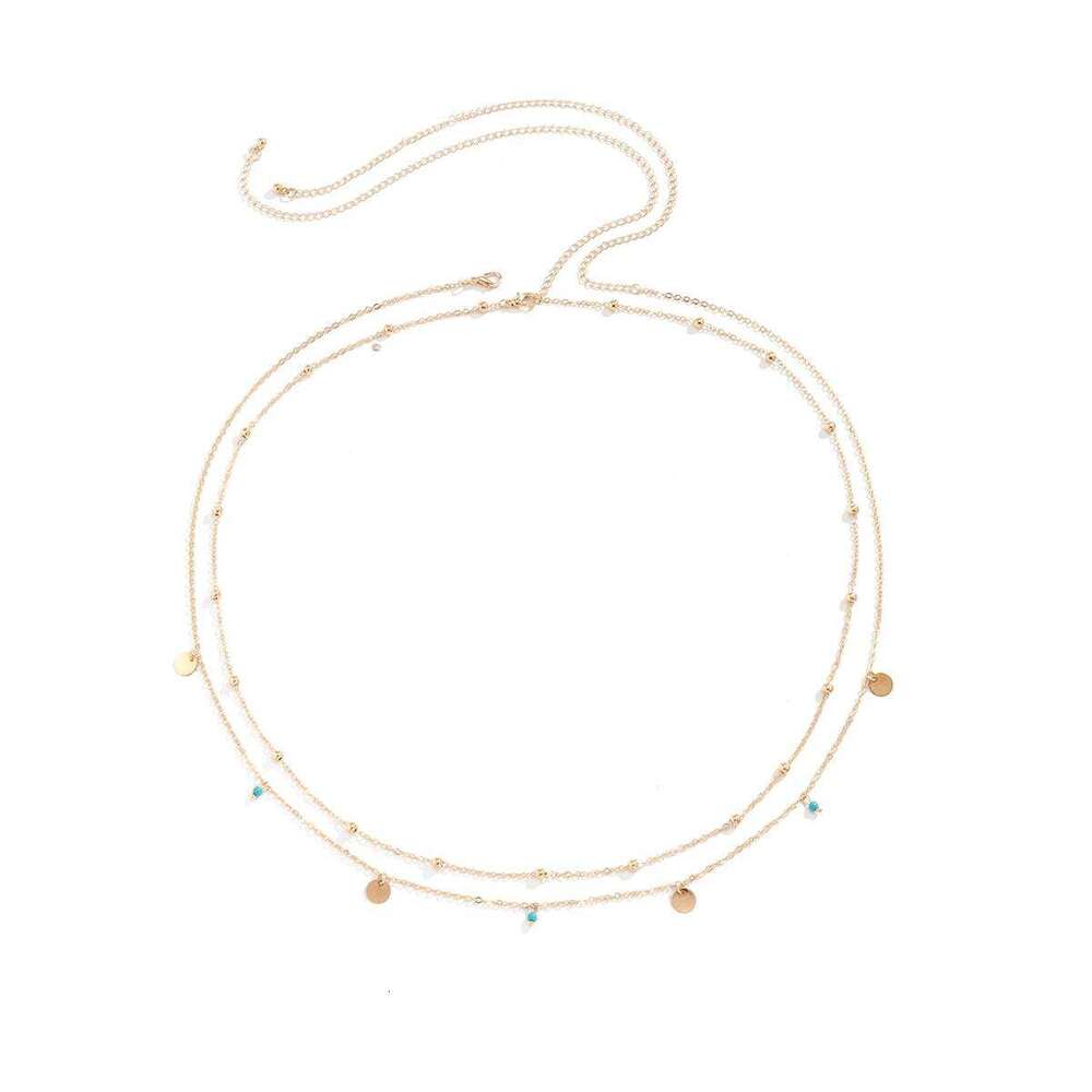 Ingemark 2Pcs/Set Boho Minimalism Waist Beads Chain for Women Summer Bikinis Vintage Geometric Sequins Belly Belt Body Jewelry H260228
