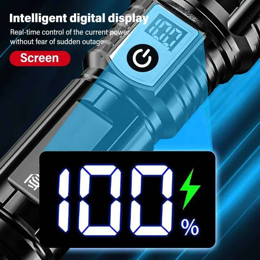 Super Bright Flashlight Digital Display Built-in Battery Rechargeable LED High Power Outdoor Torch Lamp for Camping Lantern Z260301