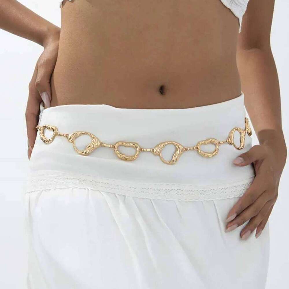 Ingemark Vintage Trendy Irregular Hollowout Gold Color Waist Chain Women Summer Beach Vacation Jeans Dress Sexy Charm Jewelry H260228