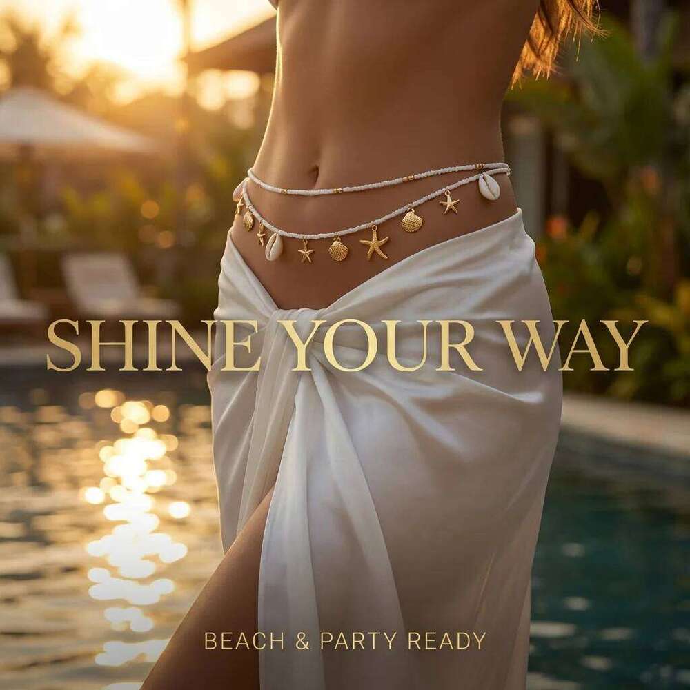 Bohemian Gold Color Starfish Waist Chain for Women Summer Beach Body Jewelry Conch Shell Belly Chains Belt Bikini Accessories H260228