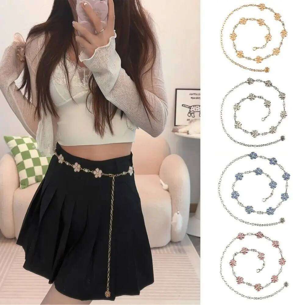 Trendy Elegant Boho Style Metal Belly Body Chain Adjustable Flower Pendant Belt Women Waist Jewelry Accessories H260228