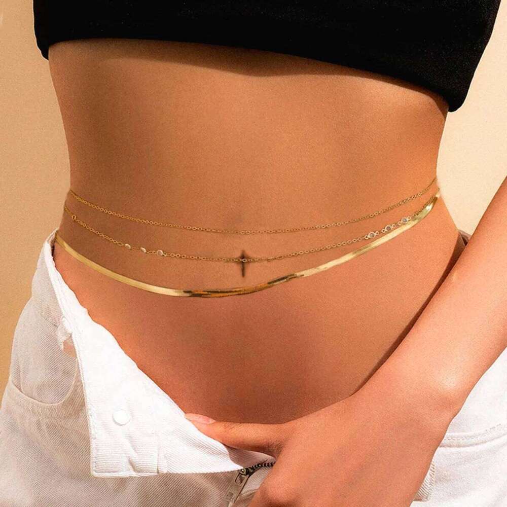 Fashion Sexy Snake Bone Belly Women Vintage Style High Waist Gold Color Belt Female Multi-layer Body Chain Jewelry Gift H260228