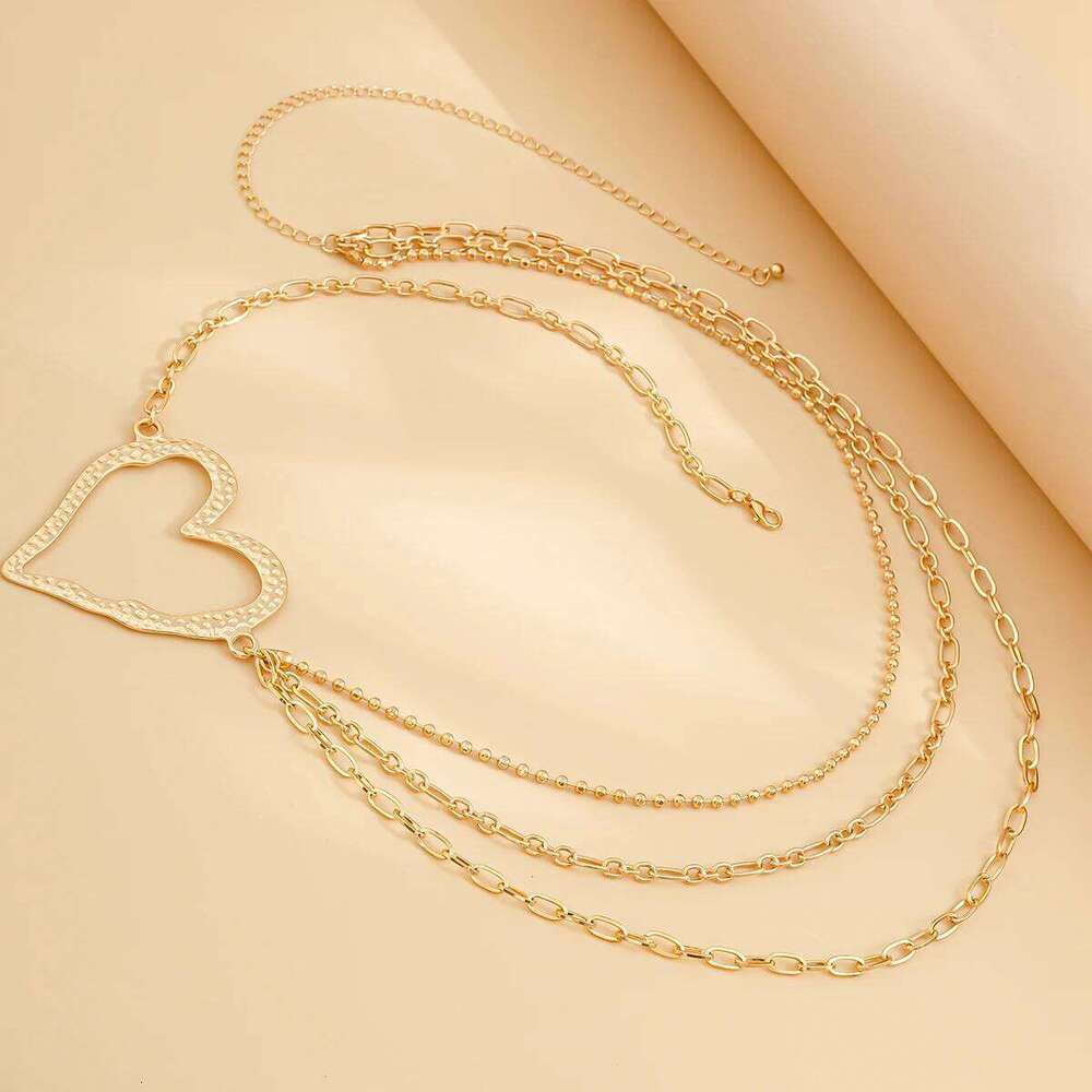 IngeSight.Z Classic Metal Multilayer Belly Chains For Women Hollow Gold Color Heart Beach Bikini Waist Body Chain Jewelry H260228