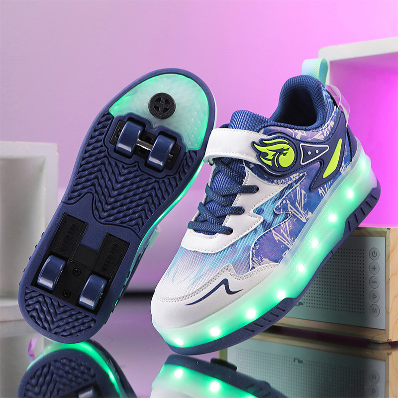 Free shipping Teenage Adult Roller Kids Shoes Sneakers Led Girls For Boys Luminous Sneakers 4-Wheel with Backlight Roller Skate Shoes Size 29-39