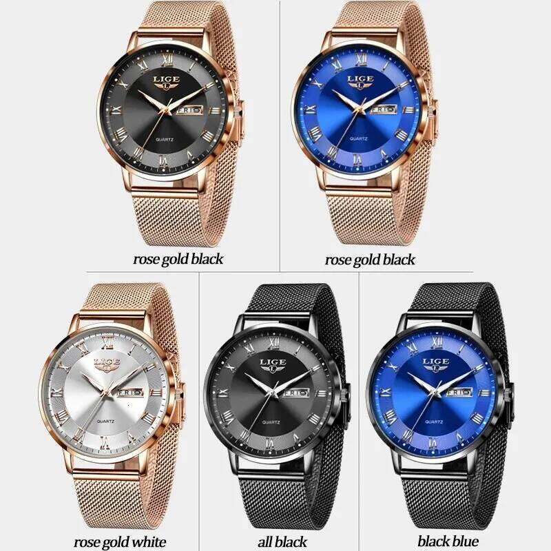 LIGE 2024 New Women Luxury Ladies Creative Steel Women's es Female Waterproof Clock Relogio Feminino H260228
