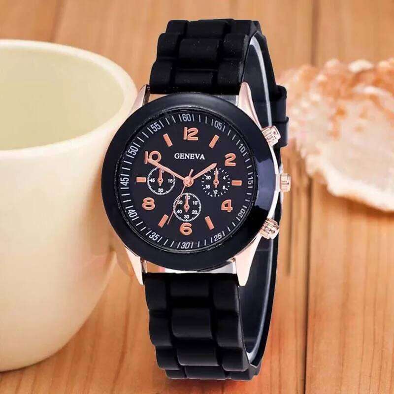 Geneva Silicone Women Ladies Fashion Dress Quartz Wrist Female clock Jelly Colorful children's men Leisure H260228