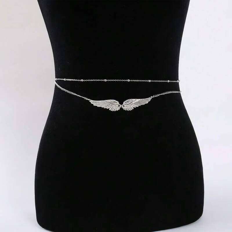 Sexy Metal Wings Chains for Women New Trendy Gold Color Double Layer Beaded Body Waist Chain Beach Party Jewelry Gifts H260228