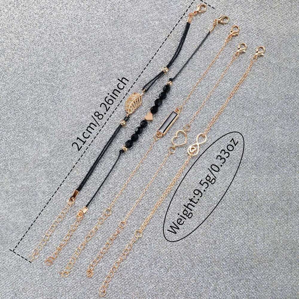 6PCS/Set Women's Casual Flower Quartz Analog PU Leather Wrist & s H260228