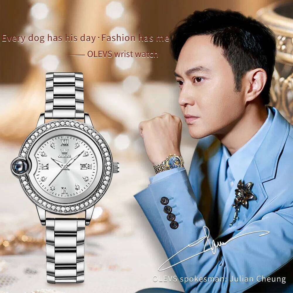 OLEVS 5588 Women's es Original Quartz Ladies Diamond Bezel Wrist Waterproof Automatic Date Reloj Mujer H260228