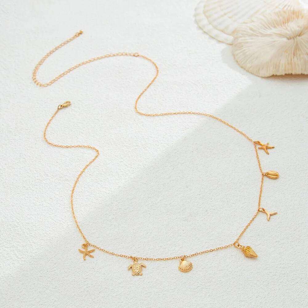 Beach Coconut Tree Imitation Pearl Fish Tail Starfish Shell Tassel Waist Women Sexy Bikini Body Chain Charm Jewelry H260228