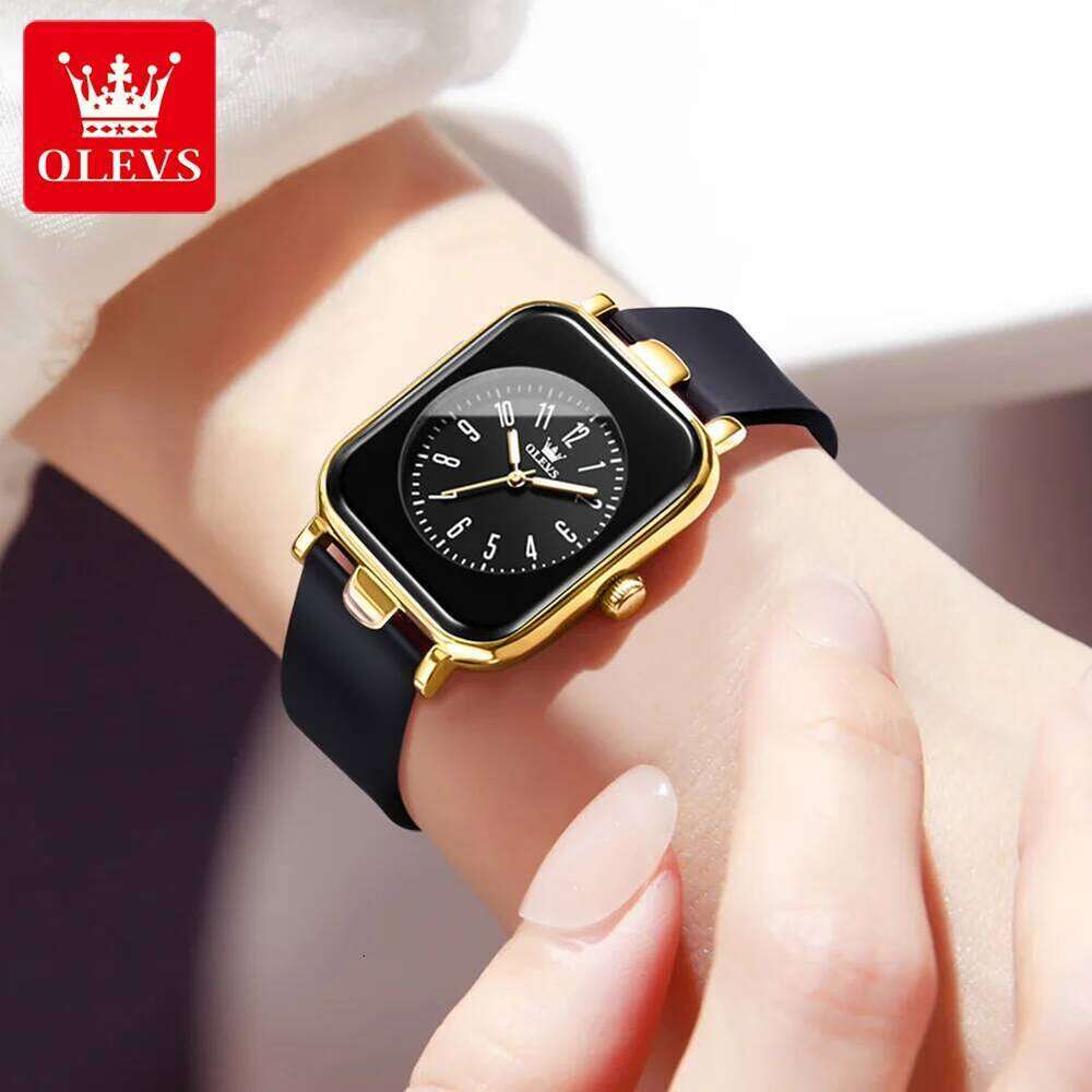 OLEVS 9961 Original Quartz for Women Silicone Strap es Black Square Digital Dial Waterproof Ladies Wrist Gifts H260228