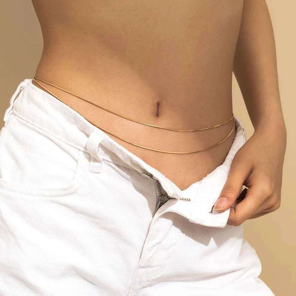 Snake Waist Chain Boho Summer Beach Sexy Double Layered Body Belly Chains Jewelry Gifts for Women Mom Girlfriend H260228