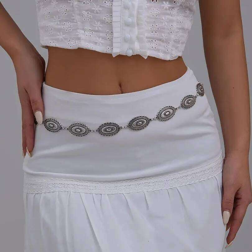 Ingemark Goth Ethnic Geometric Carving Coin Waist Belly Belt for Women Summer Beach Bikini Dress Jeans Chain Body Jewelry Gift H260228