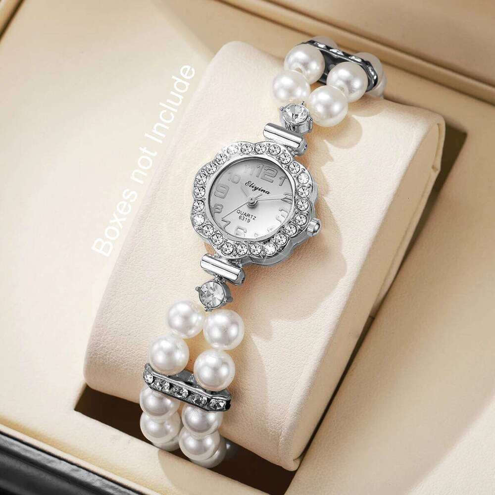 Elegant Pearl Rhinestone Strap Women Wrist Ladies Arabic Dial Quartz Reloj Mujer Girls Clock Without Box H260228
