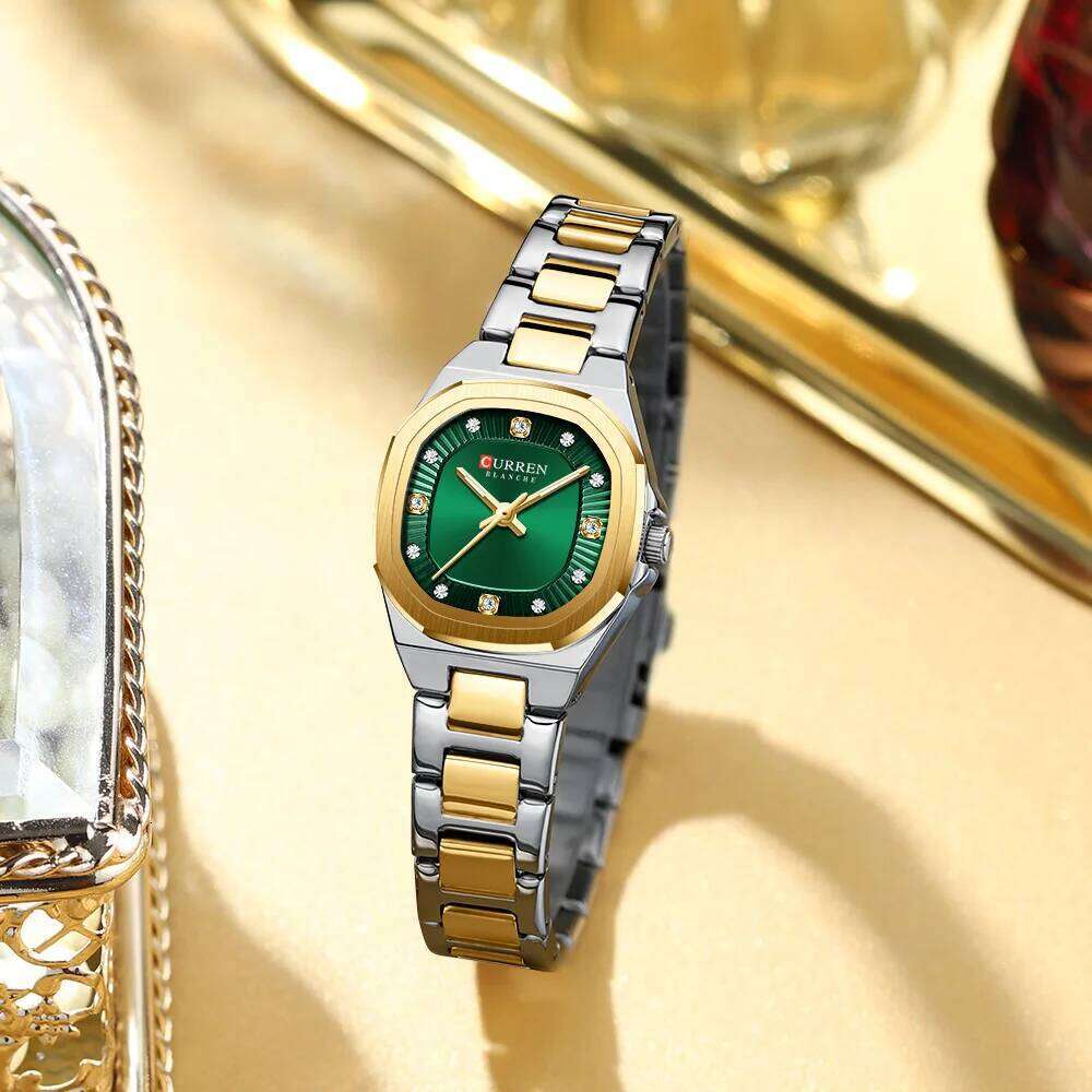 CURREN Jam Tangan Perempuan Original Waterproof Quartz Stainless Steel Minimalis Green Women 9104 H260228